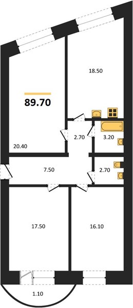 Квартира 3-комнатная квартира