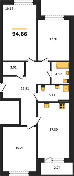 Квартира 3-комнатная квартира