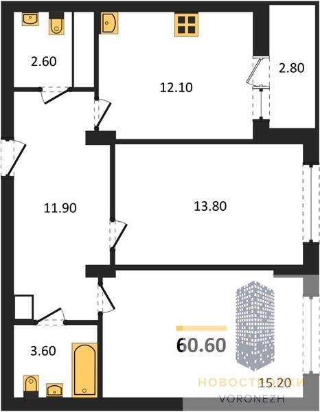 Квартира 2-комнатная квартира