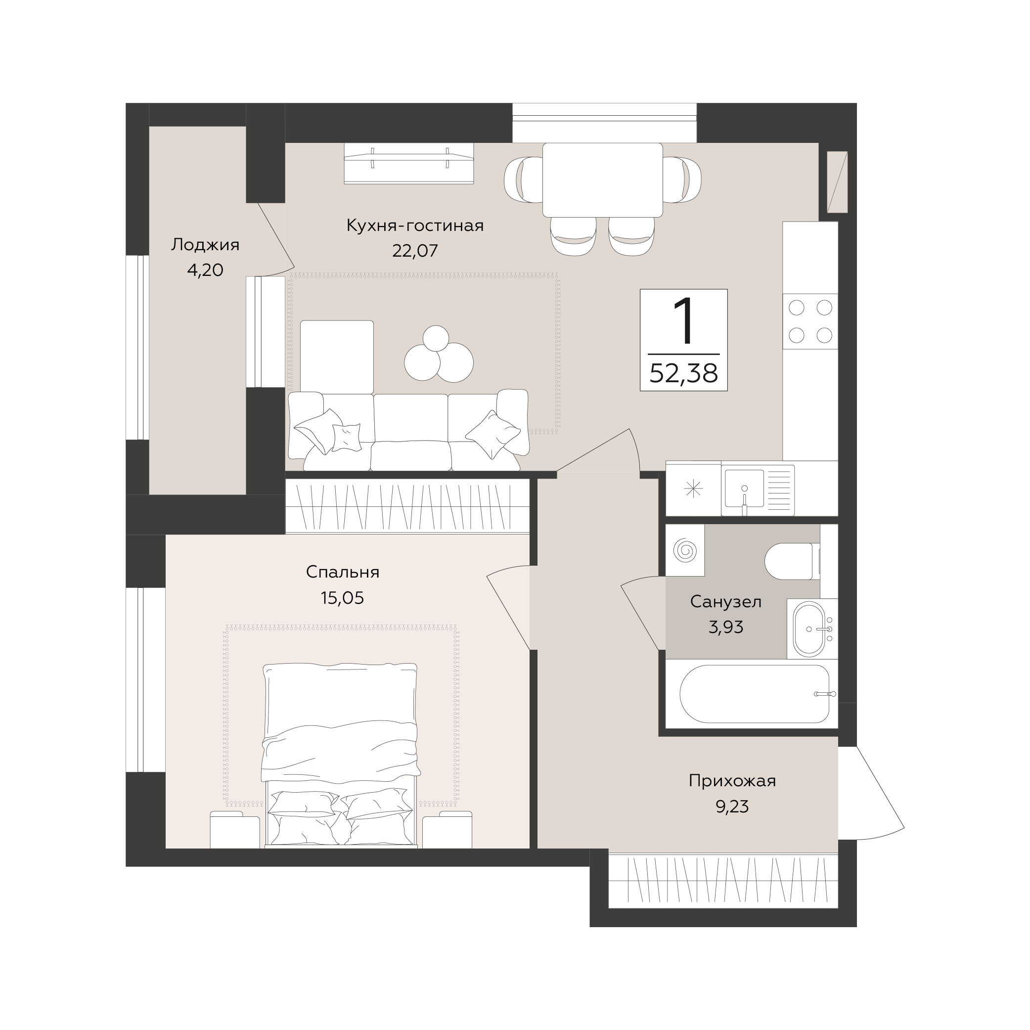 Квартира 1-комнатная квартира