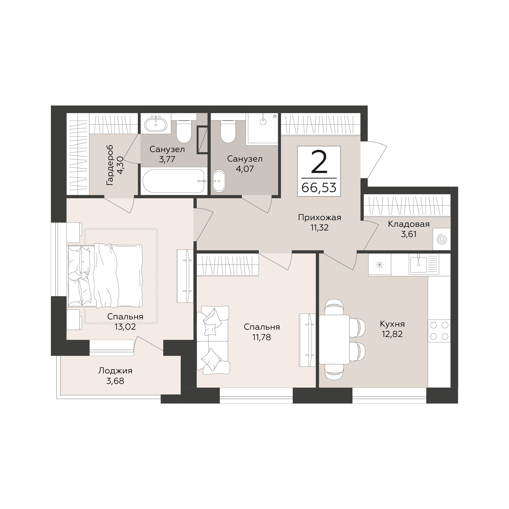 Квартира 2-комнатная квартира