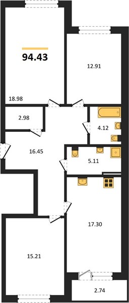 Квартира 3-комнатная квартира