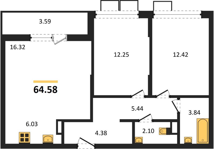Квартира 2-комнатная квартира