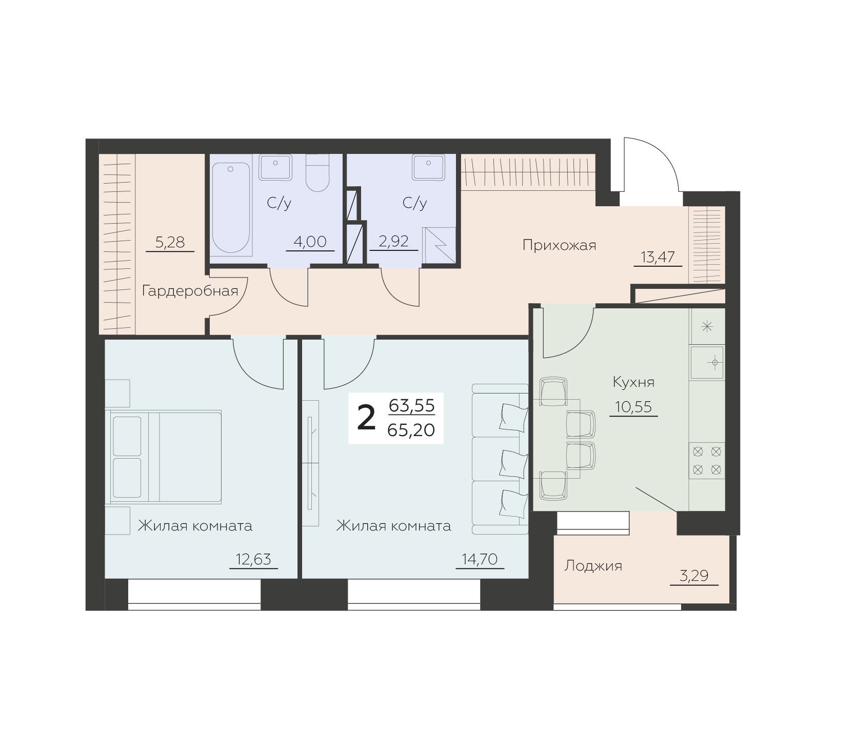 Квартира 2-комнатная квартира