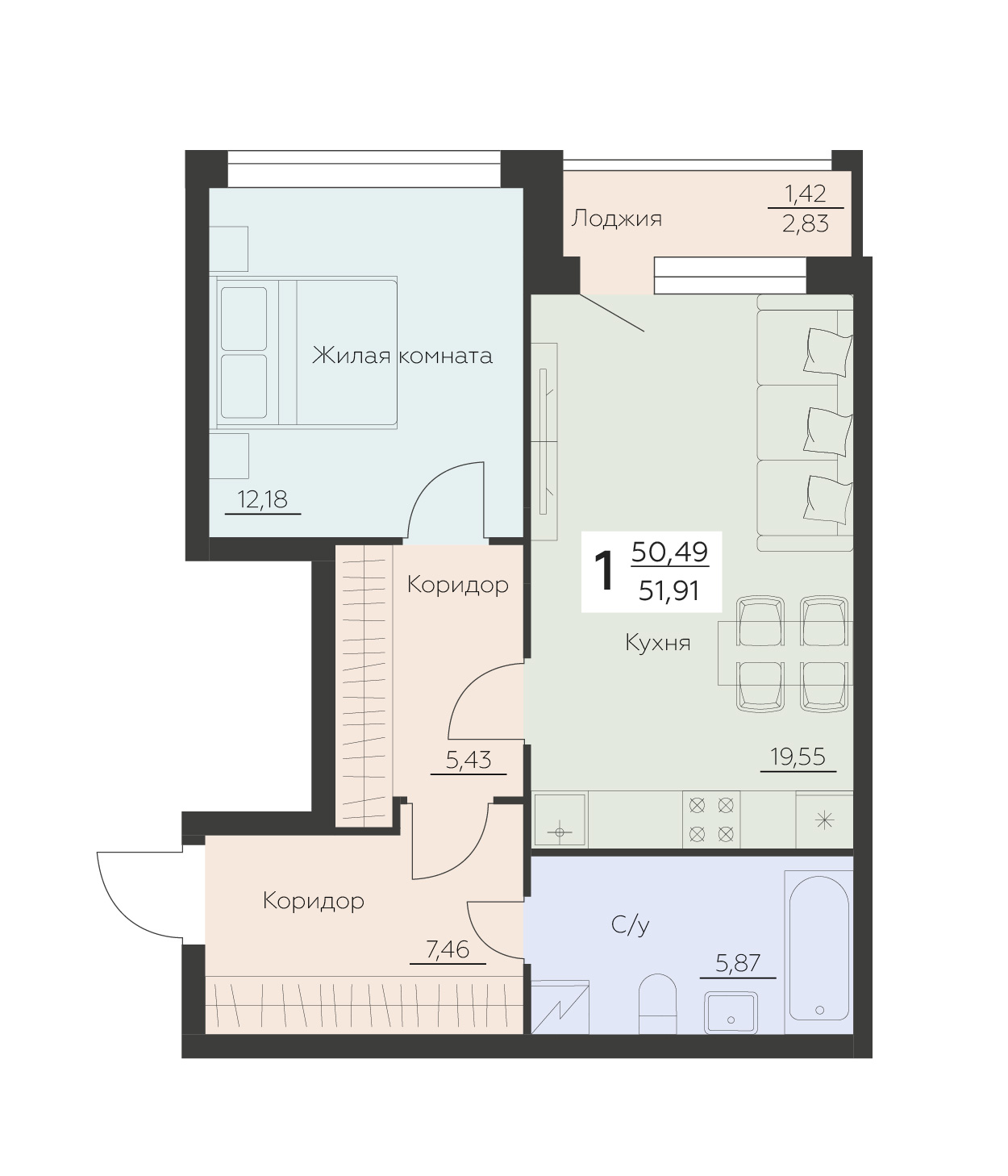 Квартира 1-комнатная квартира