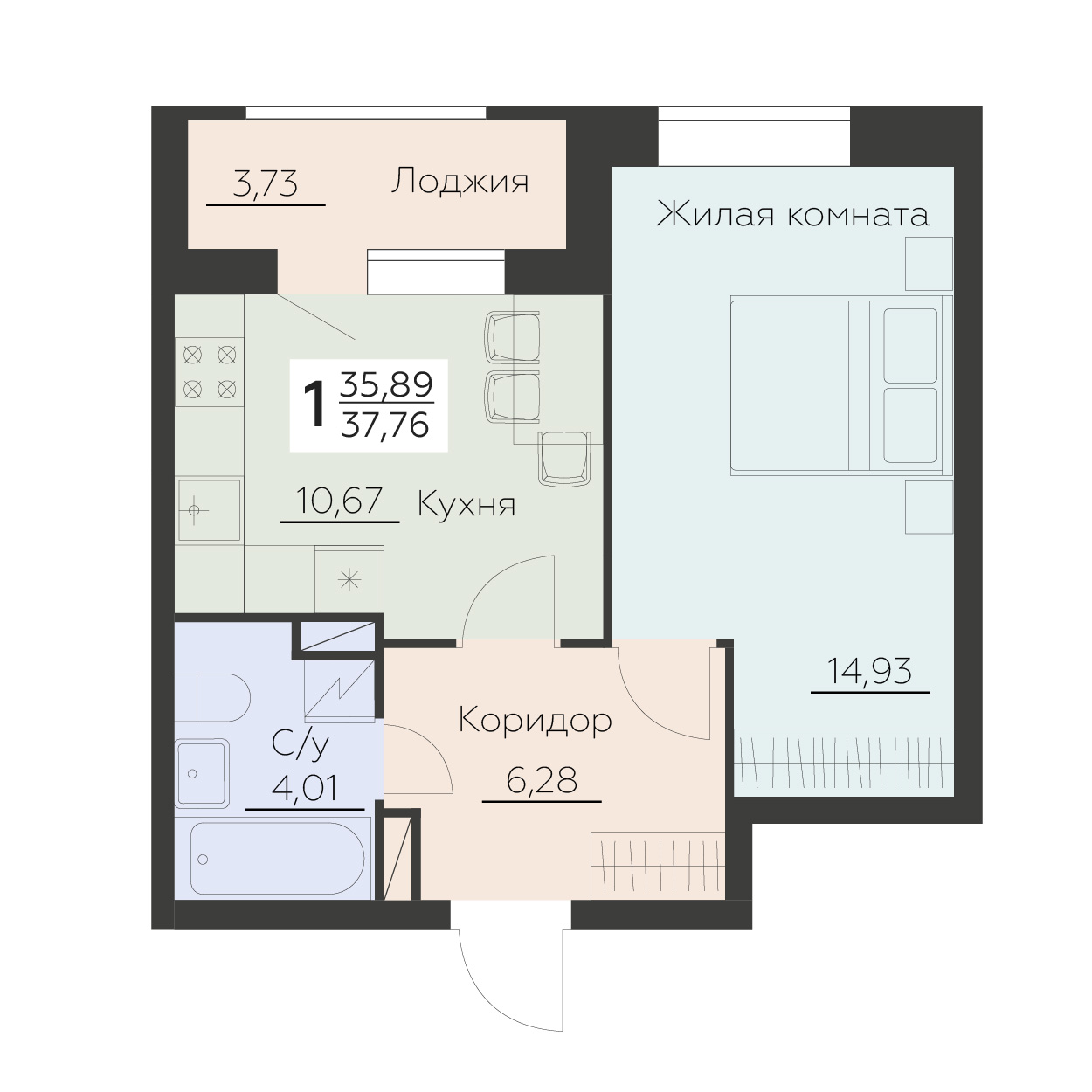 Квартира 1-комнатная квартира