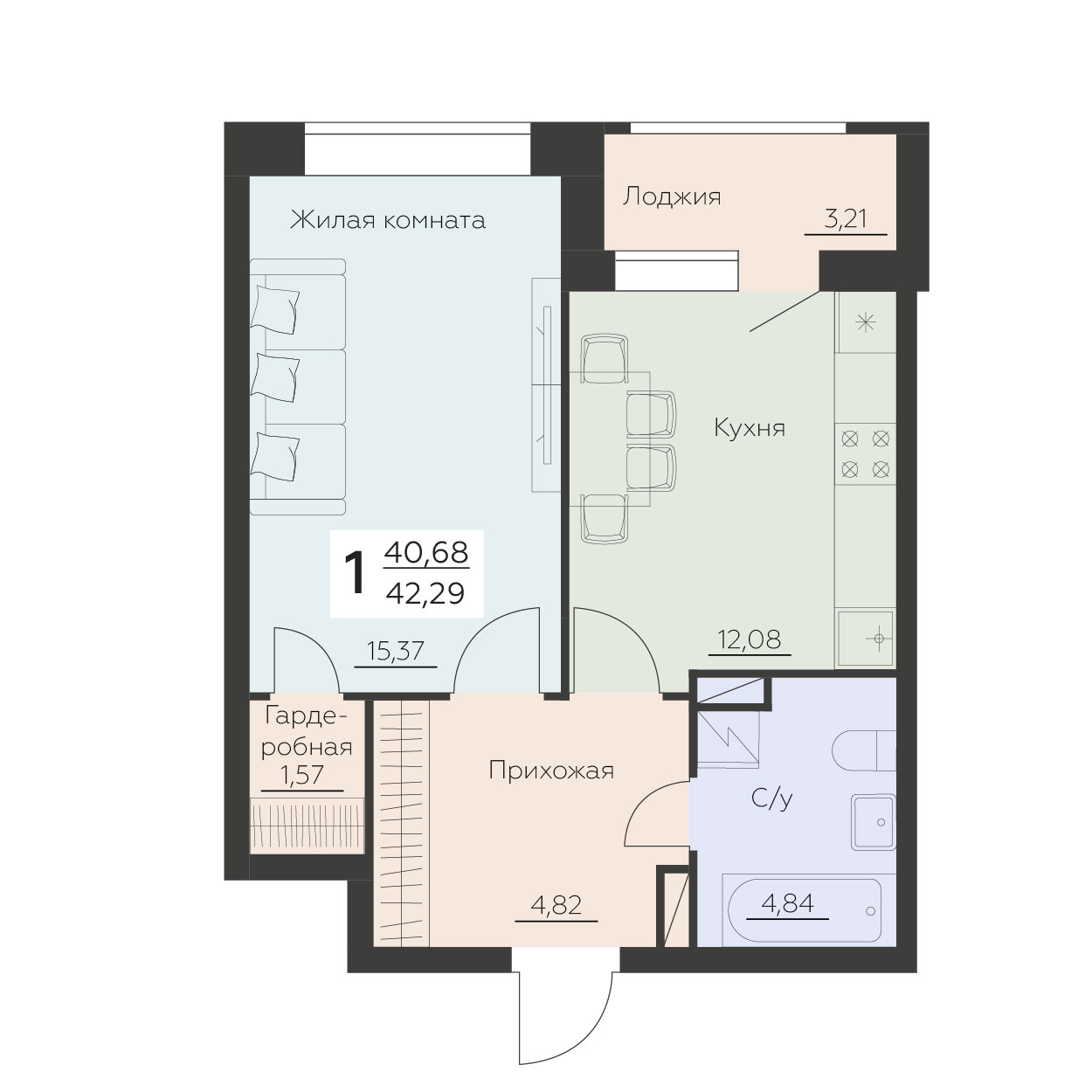 Квартира 1-комнатная квартира