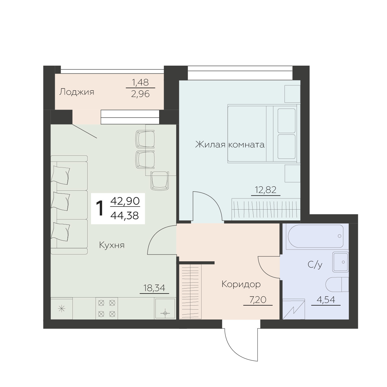 Квартира 1-комнатная квартира