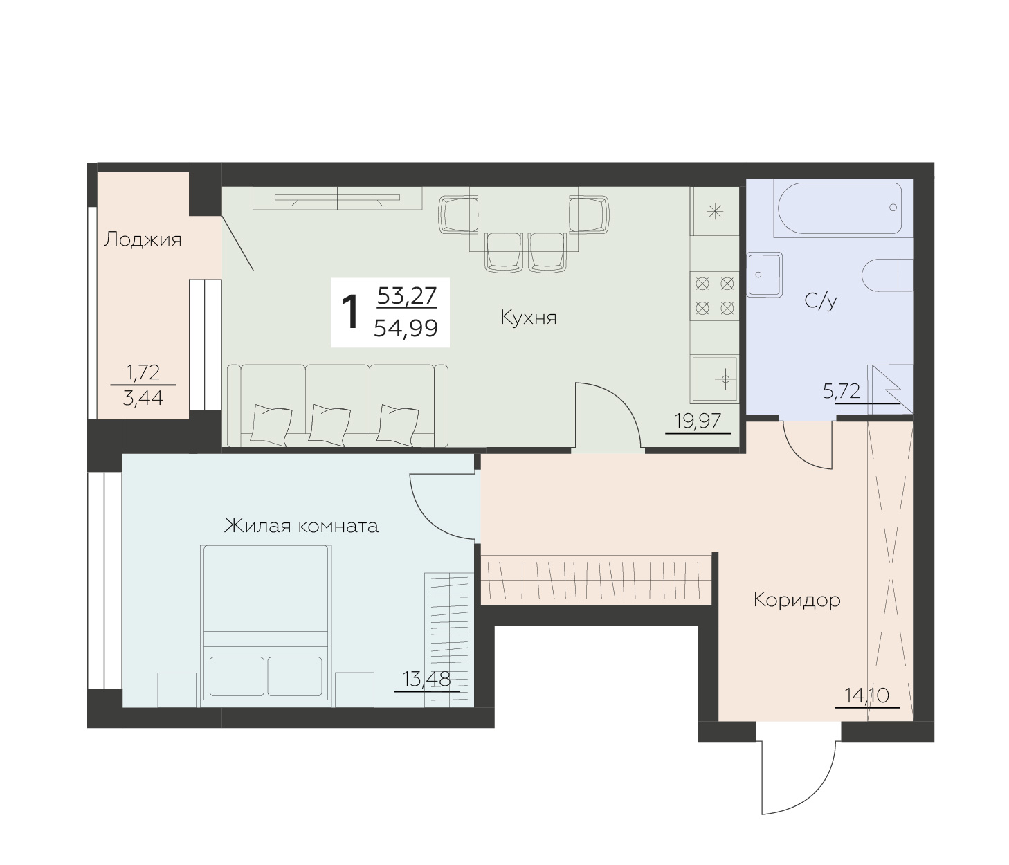 Квартира 1-комнатная квартира