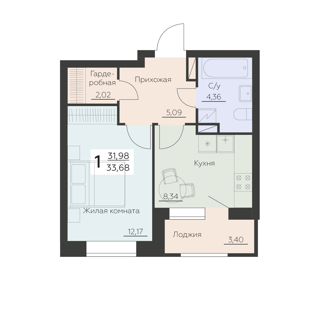 Квартира 1-комнатная квартира