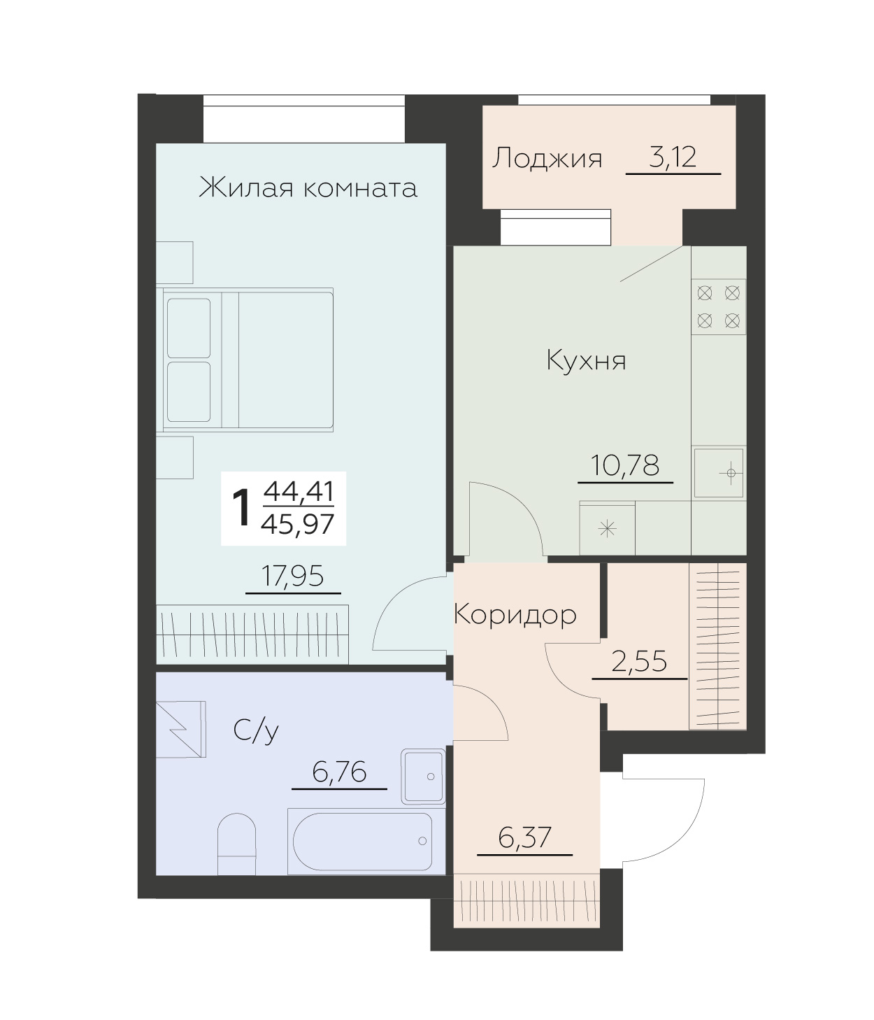 Квартира 1-комнатная квартира