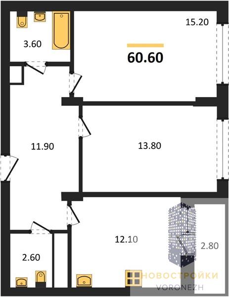 Квартира 2-комнатная квартира