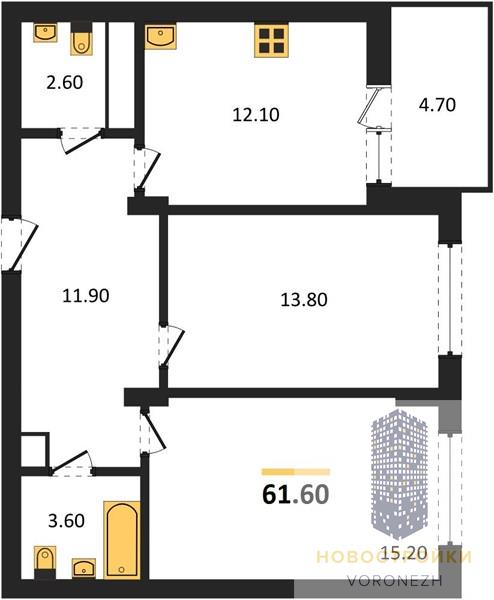 Квартира 2-комнатная квартира