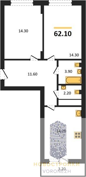 Квартира 2-комнатная квартира