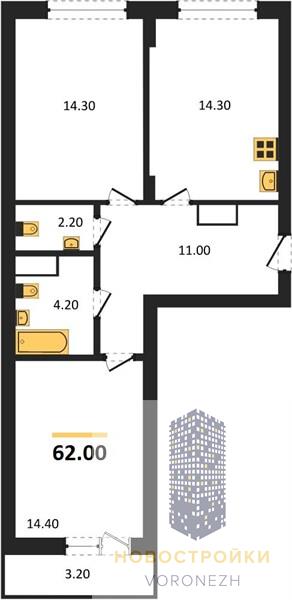 Квартира 2-комнатная квартира