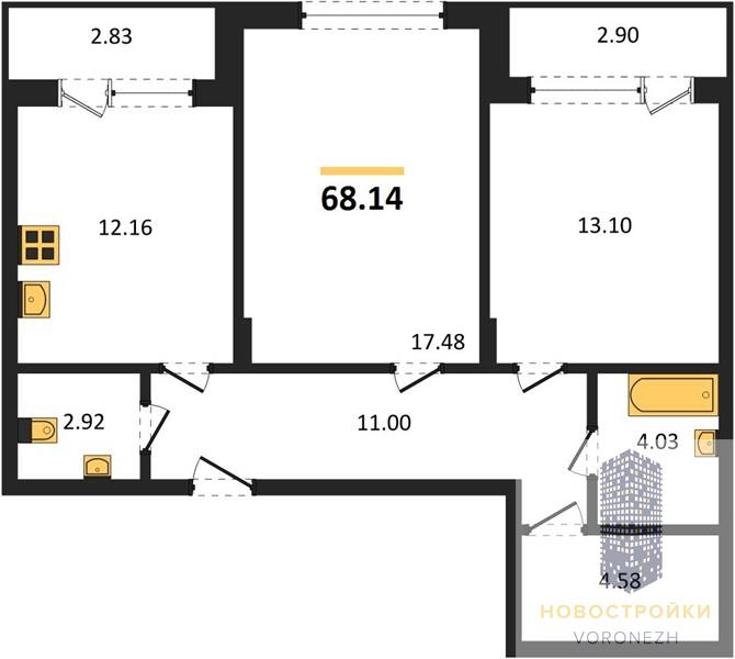 Квартира 2-комнатная квартира