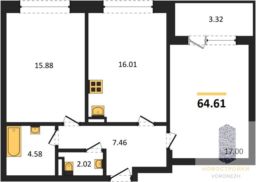 Квартира 2-комнатная квартира
