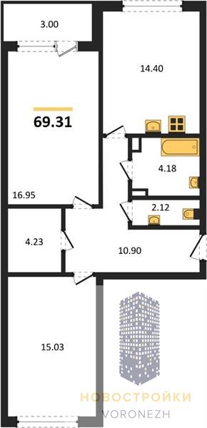 Квартира 2-комнатная квартира