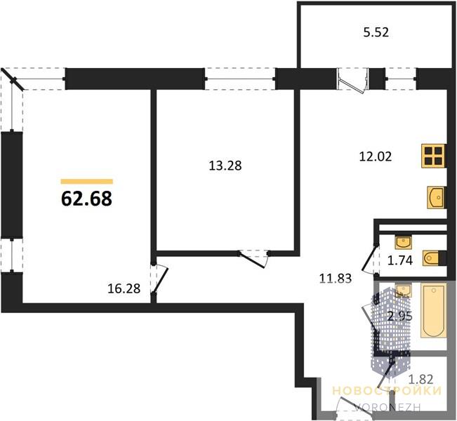 Квартира 2-комнатная квартира