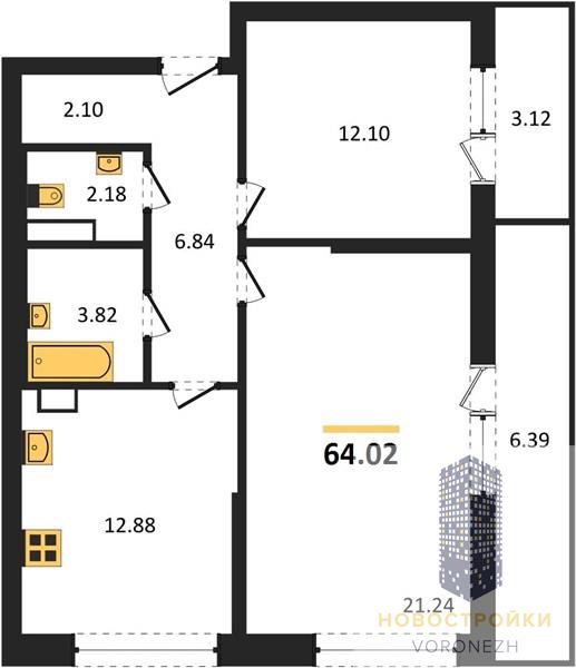 Квартира 2-комнатная квартира