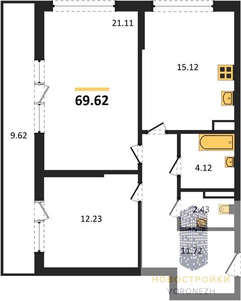 Квартира 2-комнатная квартира
