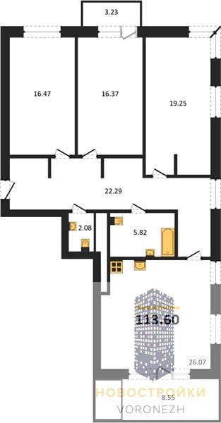 Квартира 3-комнатная квартира