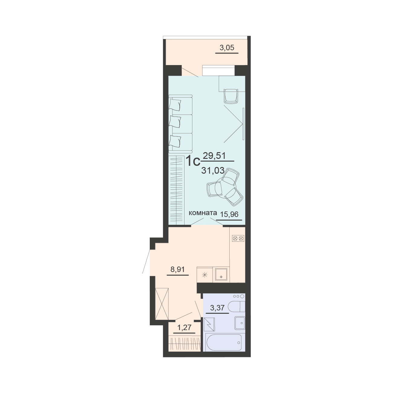 Квартира Студия