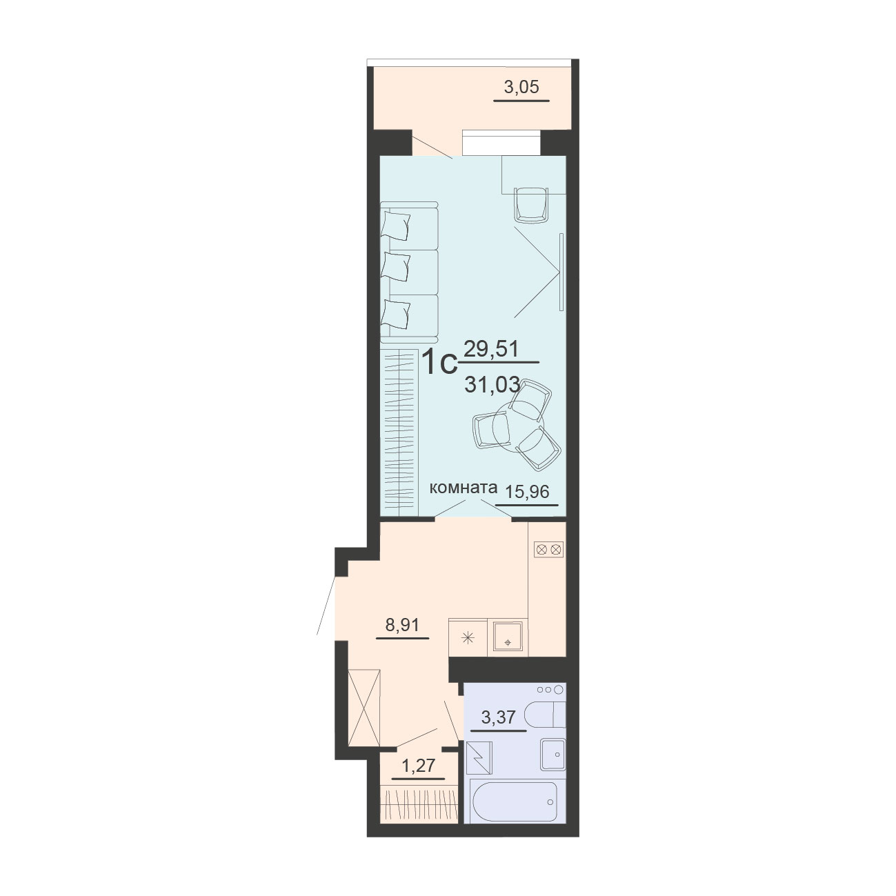 Квартира Студия