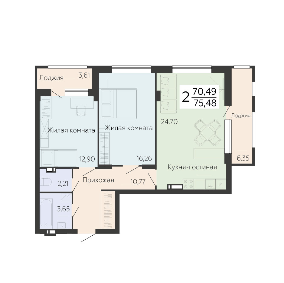 Квартира 2-комнатная квартира