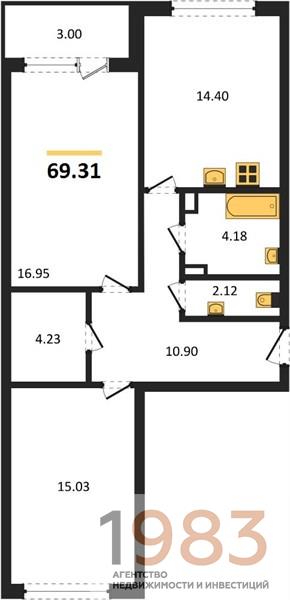 Квартира 2-комнатная квартира